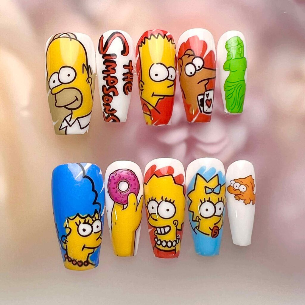 the Simpsons nails, cartoon nails, character nails, nail decals, The Simpsons Nails Classic