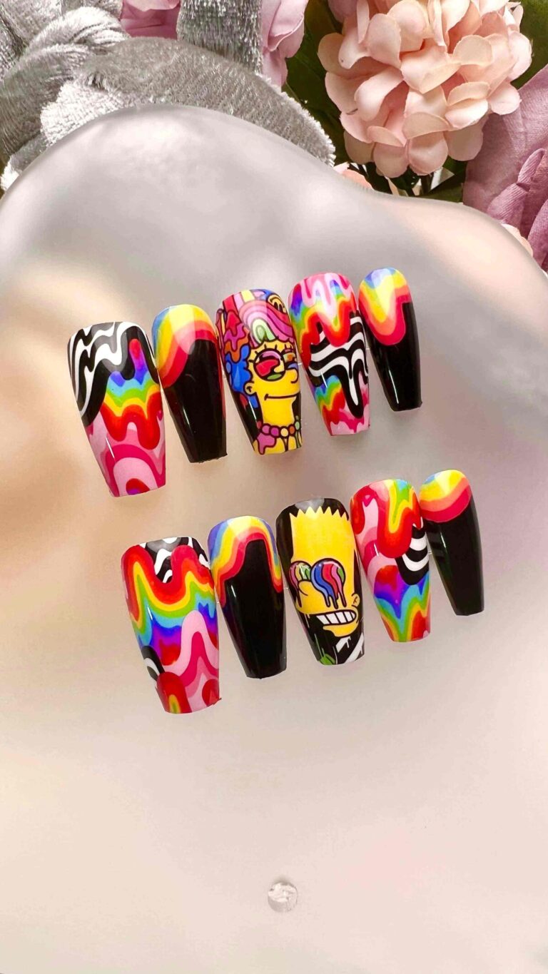 the Simpsons nails, cartoon nails, character nails, nail decals,