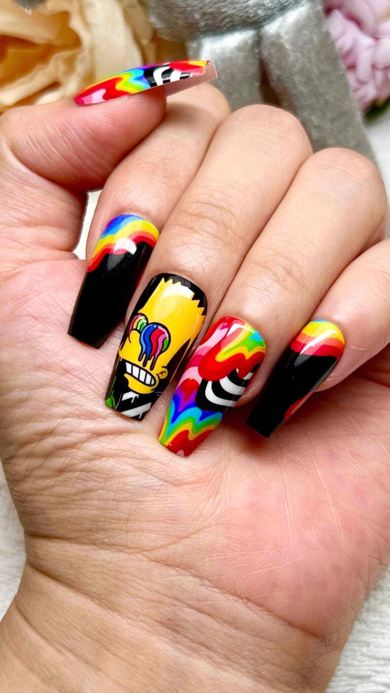 the SImpsons nails, cartoon nails, character nails, surreal nails, Bart Simpson