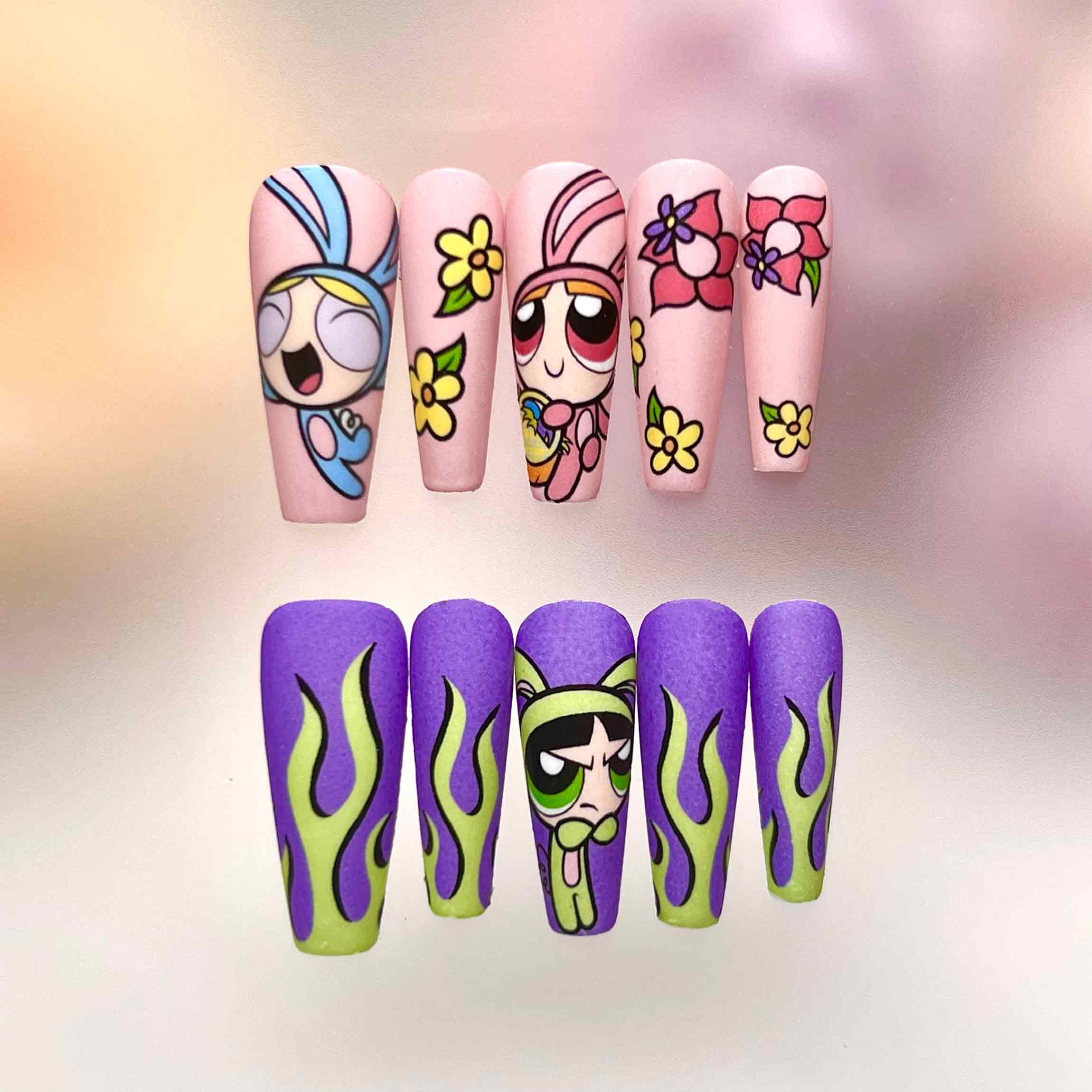 24pcs/box Gradient Color Gummy Bear Artifical Nails With Glue Long Coffin  Fake Nails Lovely Girl Nail Art Ballerina False Nails | Fruugo KR