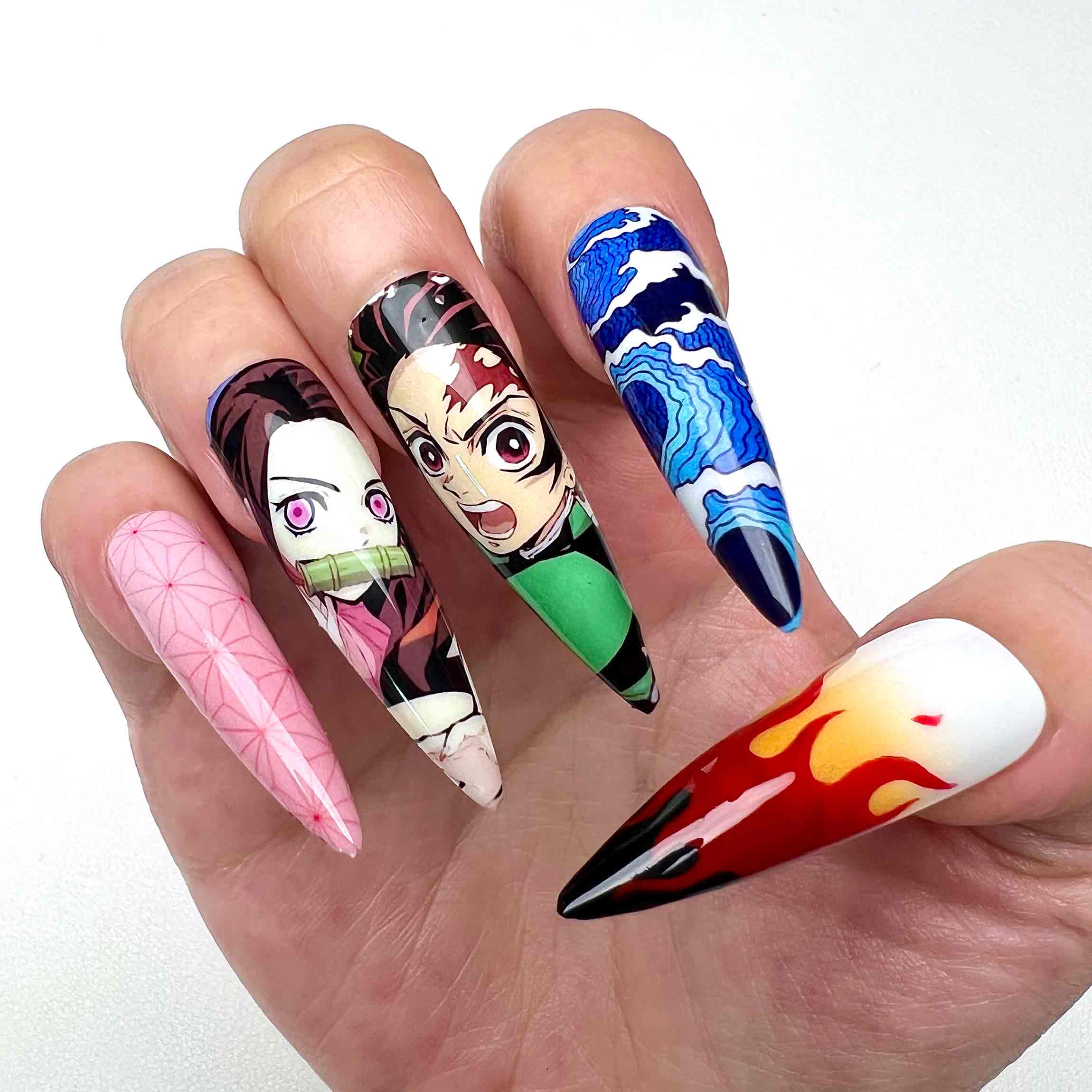 Demon slayer anime nails art Video  Stylish nails Acrylic nails Funky  nails